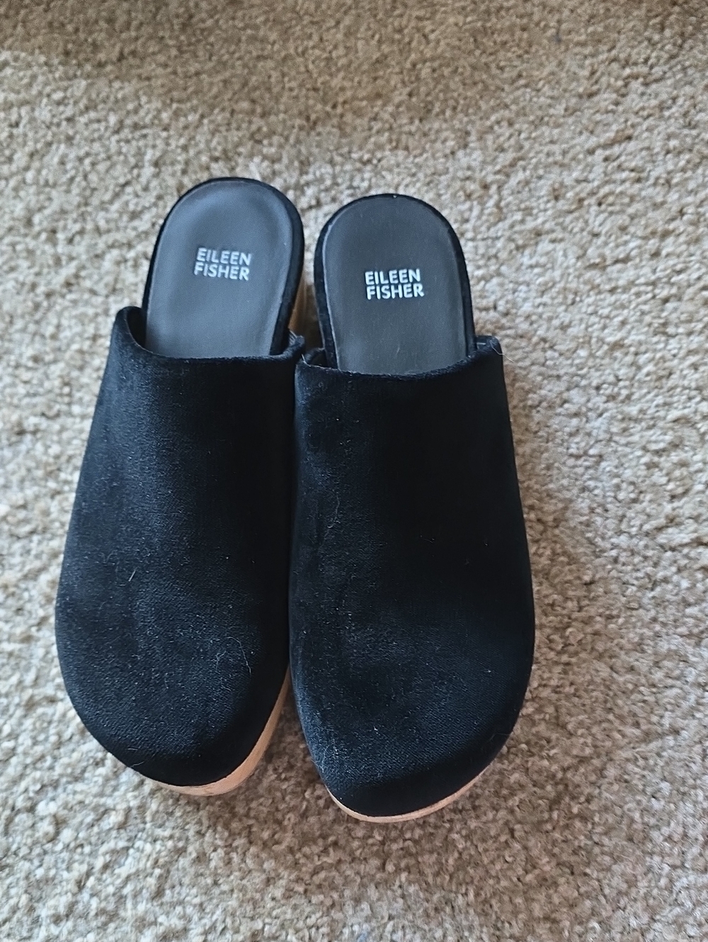 Eileen Fisher Black Velvet Clog Size 9.5M
